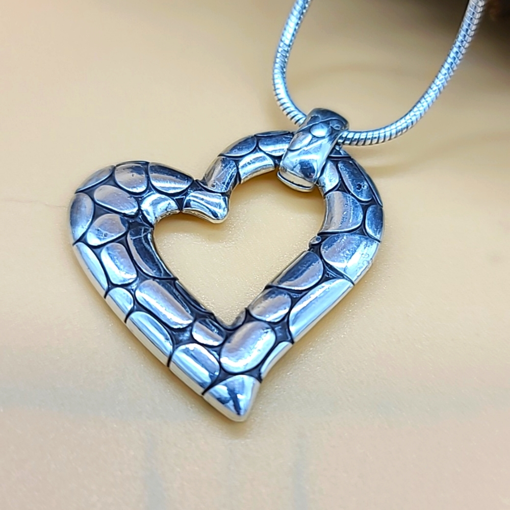 Brighton "PEBBLE HEART" $78 Asymetrical Heart Pendant Necklace! Still in Stores!